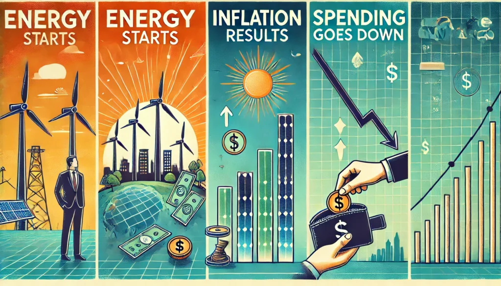 Energy starts, inflation results, and spending goes down…